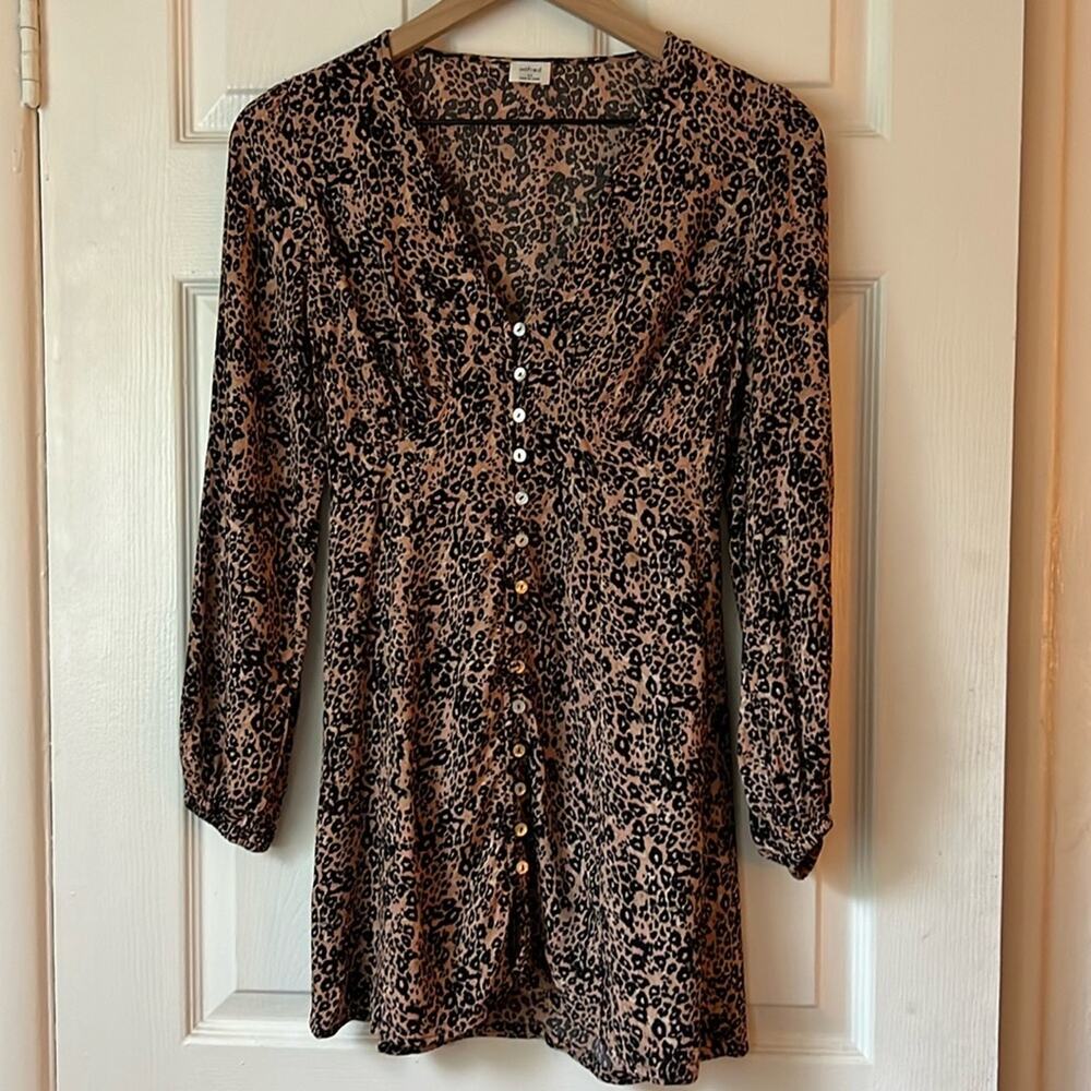 Aritzia Wilfred Long Sleeve Leopard Print Dress size small